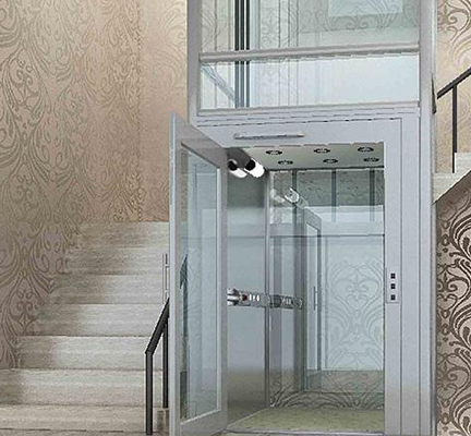 1.5m / s Thang máy chở khách dân dụng Cabin thang máy bằng thép không gỉ 400KG
